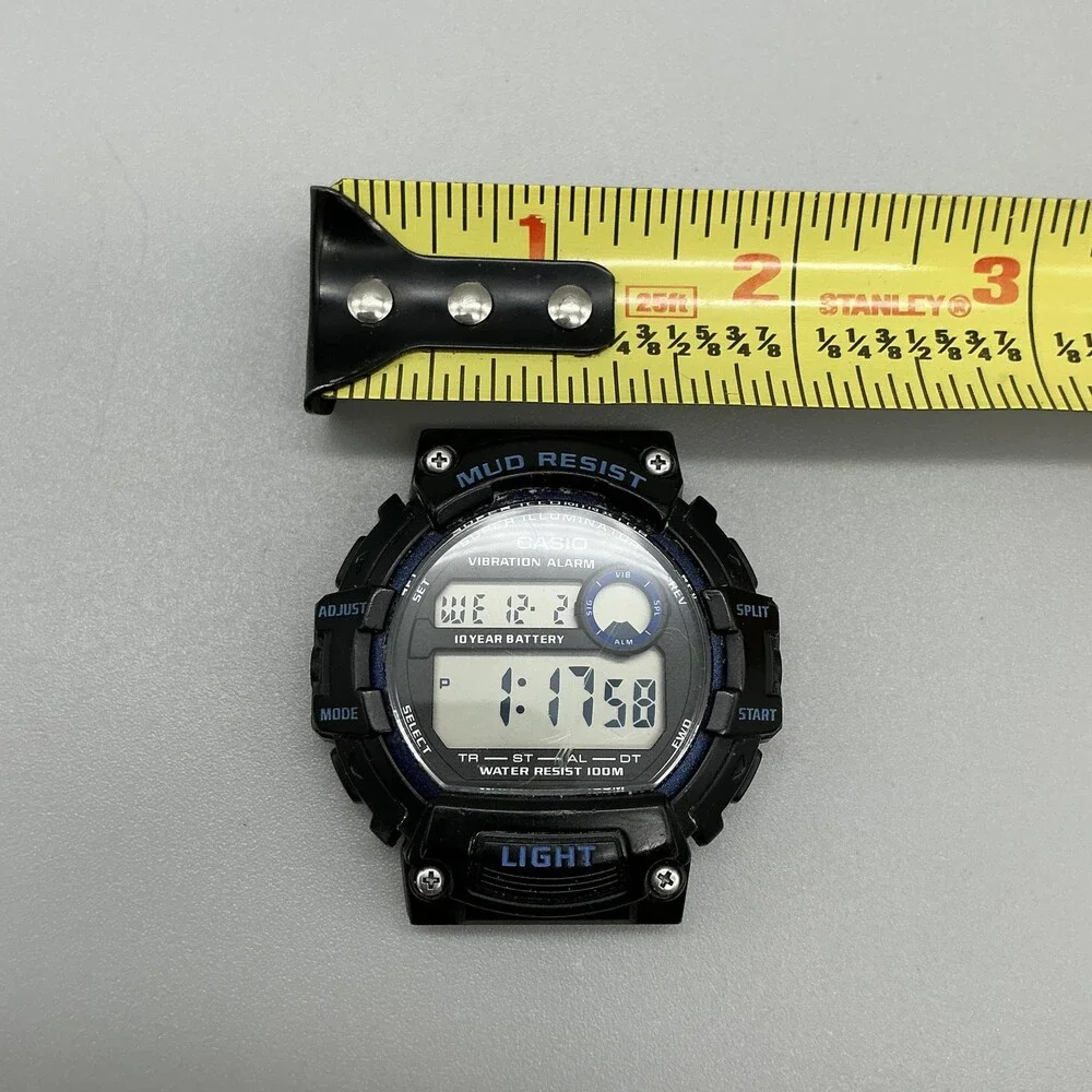 Casio TRT-110H Mens Watch 48mm Digital Black Mud Resist Vibration Alarm 100M WR